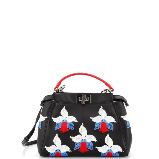 Bolsa Fendi Peekaboo preta bordada
