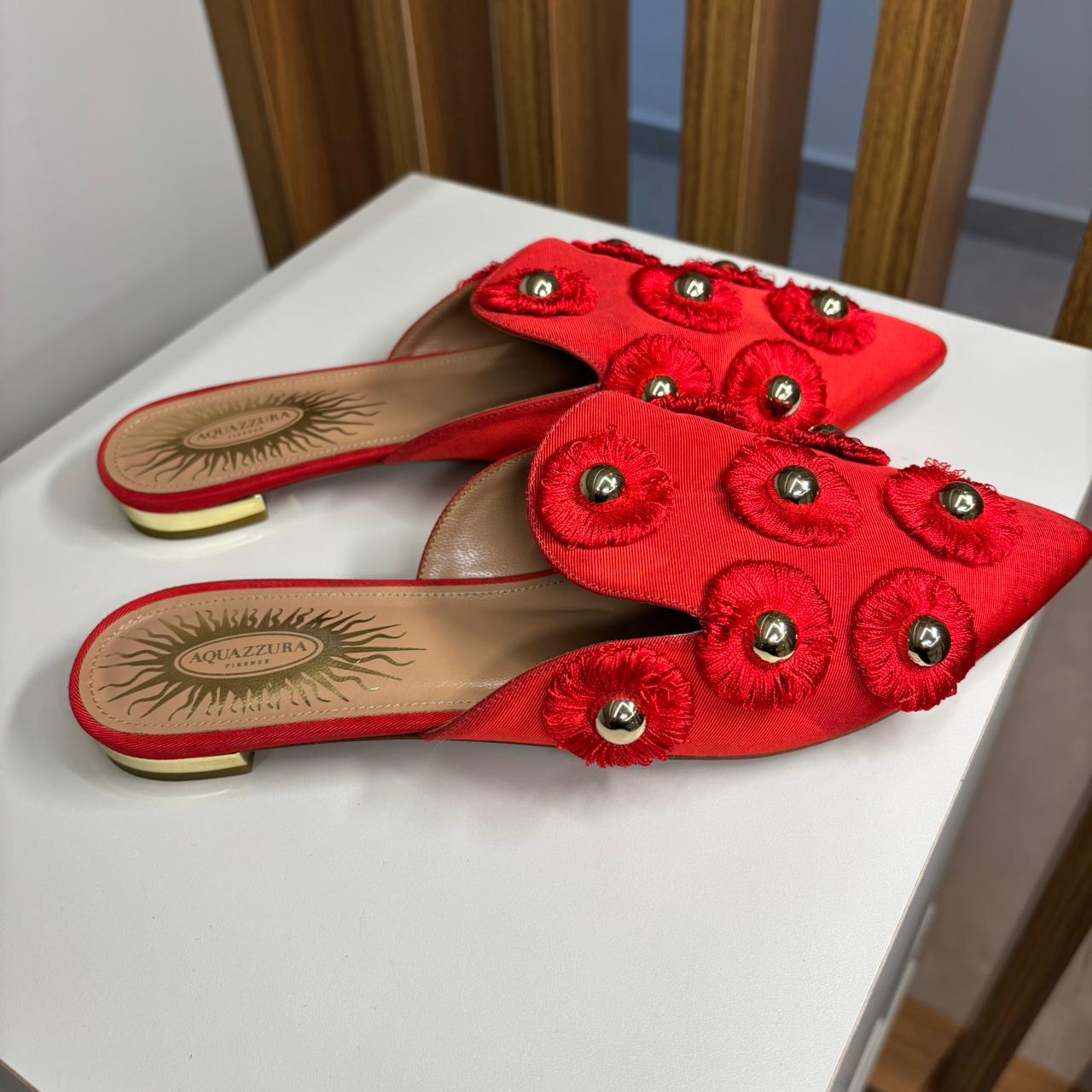 Mule Aquazzura Sunflower vermelho TAM. 35 BR
