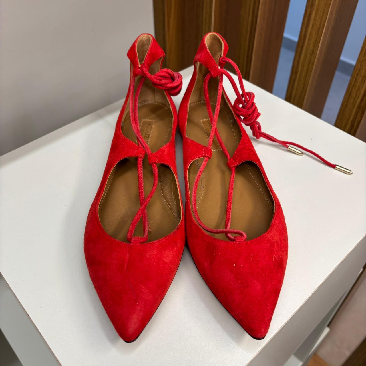 Sandália Christy Lace-Up Pointed-Toe Flat Aquazzura TAM. 34 BR