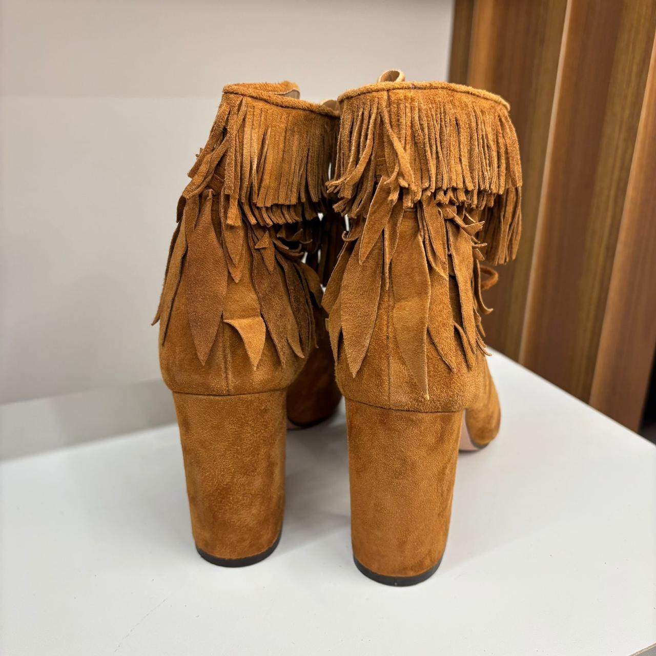 Bota Ankle Boots Aquazzura Woodstock marrom TAM. 34,5 br