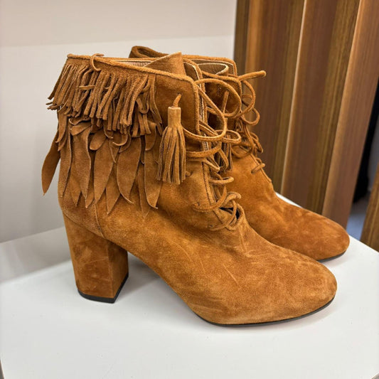Bota Ankle Boots Aquazzura Woodstock marrom TAM. 34,5 br