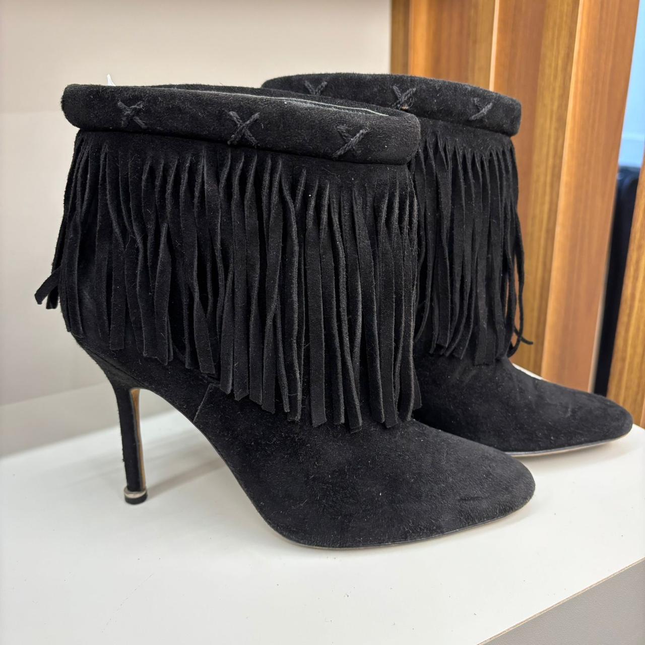 Ankle Boots Franjas preto Manolo Blahnik TAM. 34 BR