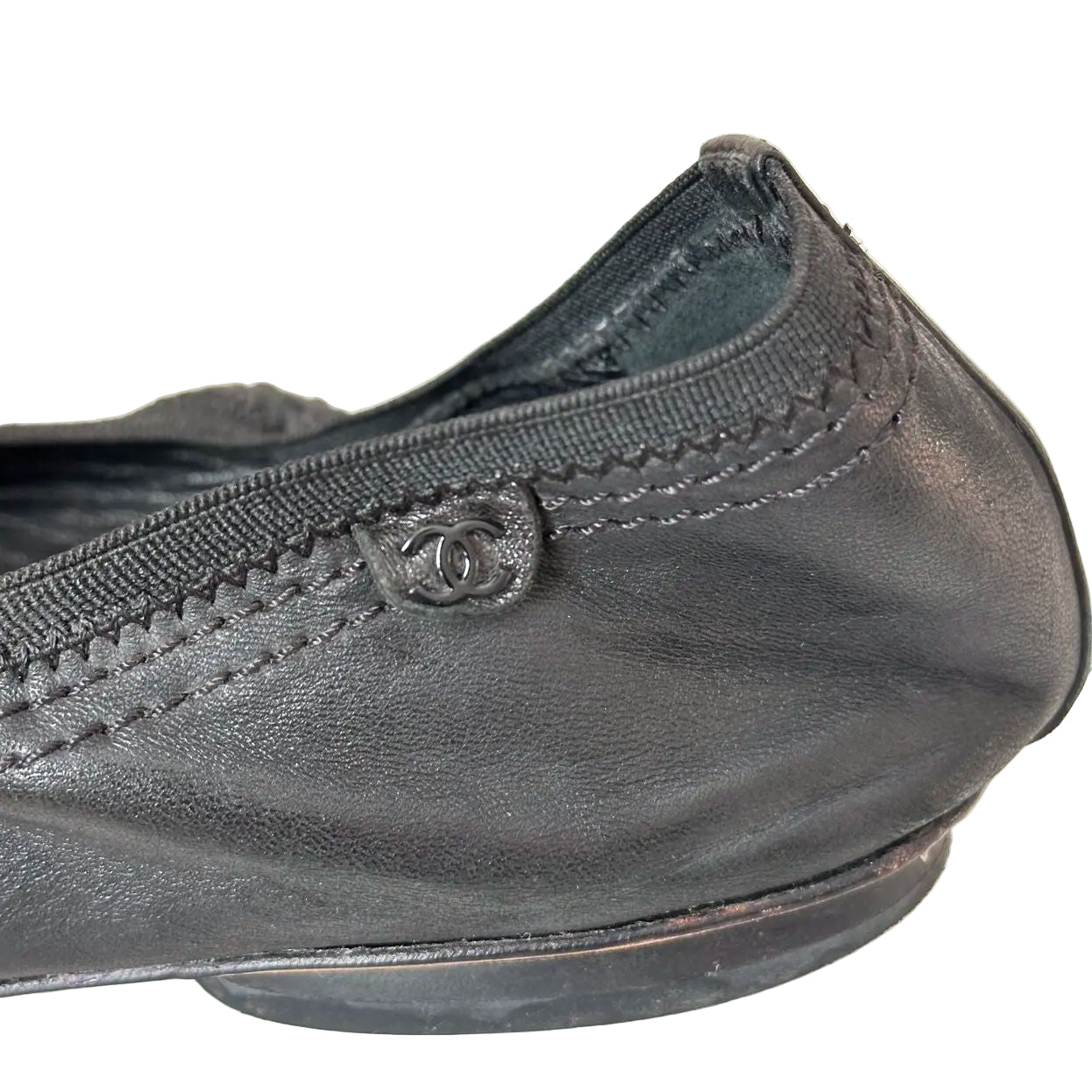 Sapatilha Chanel Preta c/ Elástico Tam. 38 Br