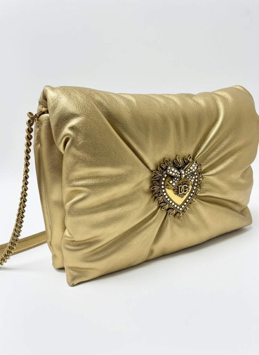 Bolsa Dolce&Gabbana transversal Devotion Soft Dourada