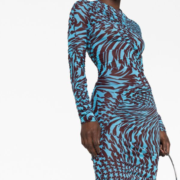 Vestido Mugler Azul e Vinho Tam 34 Br