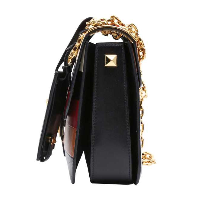 Bolsa Valentino Multi Stripe B Rockstud Shoulder Bag