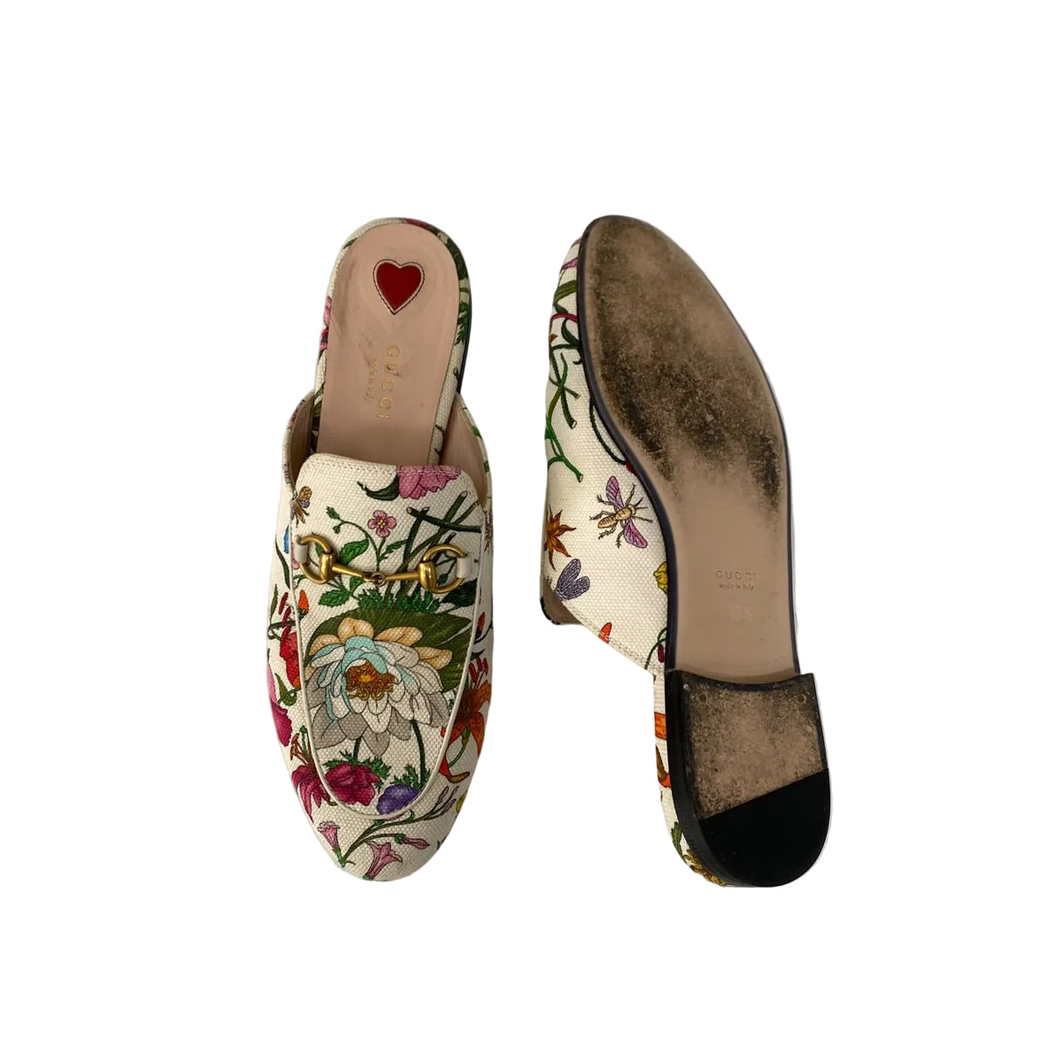 Mule Gucci Horsebit Princetown Floral Off White Tam 36,5 BR