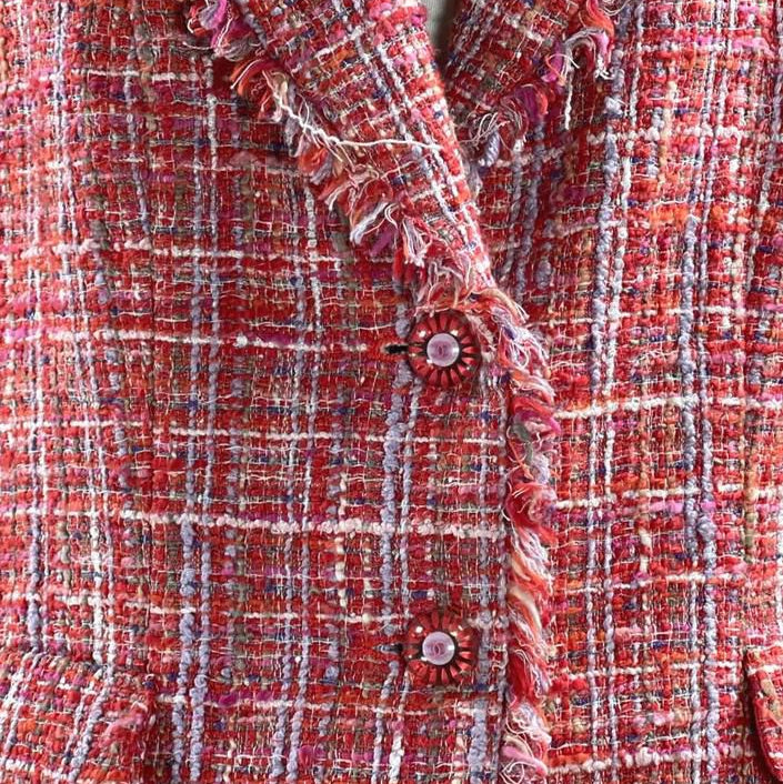 Casaco Chanel Tweed Rosa Tam 36 Br