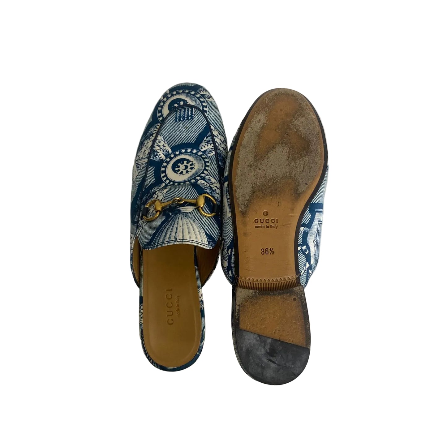Mule Gucci Estampado Azul Tam 34,5 Br
