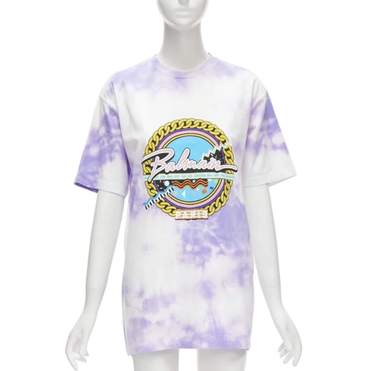Camiseta Balmain Tie Dye Roxa Tam M BR