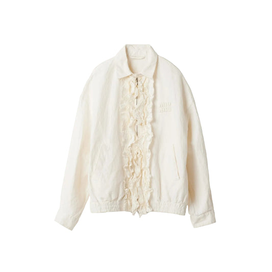 Casaco MIU MIU Branco Babados Tam 38 Br