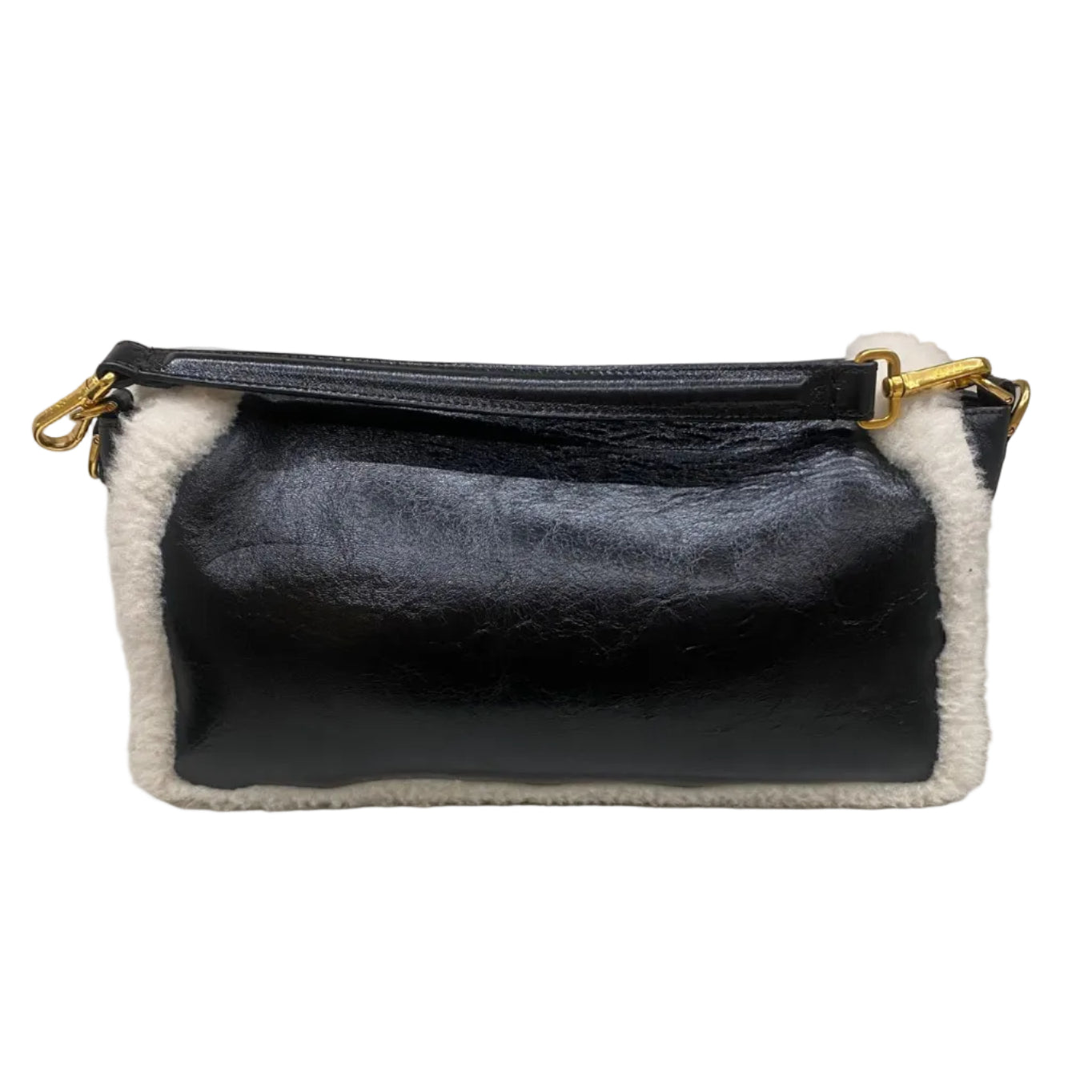 Bolsa Fendi Baguette Pelinho Couro Preto