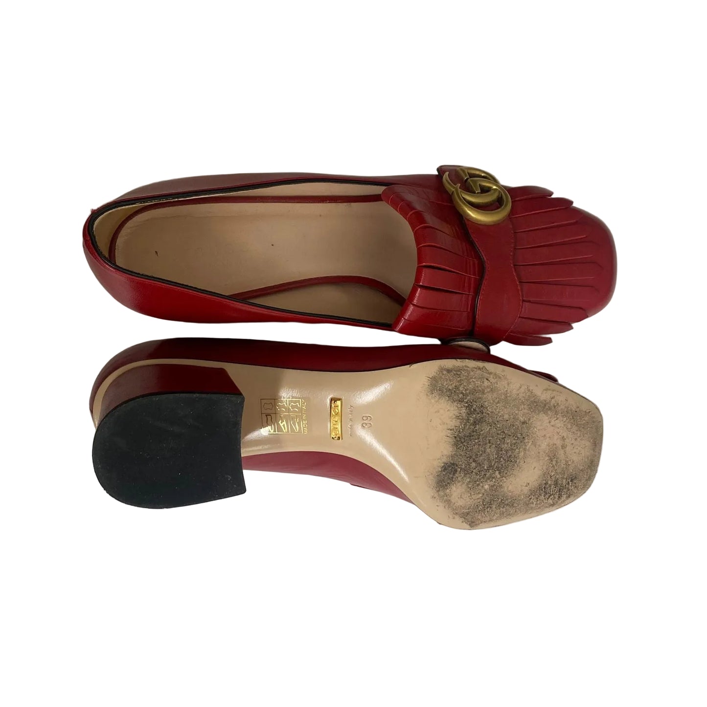 Sapato Gucci Vermelho Franjas Tam 37 Br