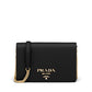 ⁠Bolsa Prada Signature Pattina Preta