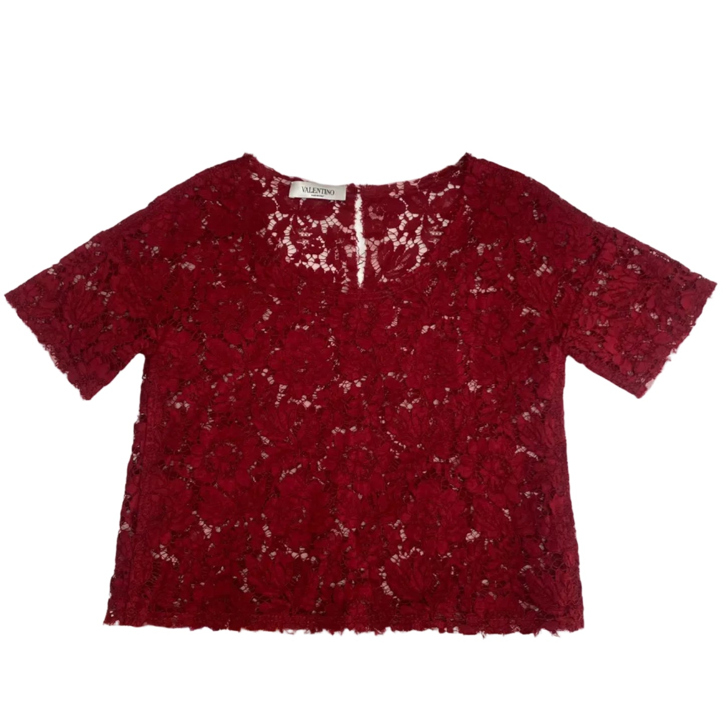 Blusa Valentino Vermelha Renda Tam 36 BR
