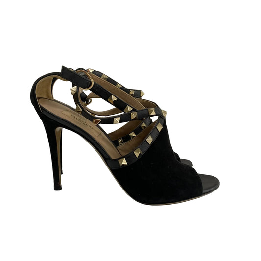 Sandália Valentino Garavani Rockstud Open Toe Preta Tam 36,5 BR