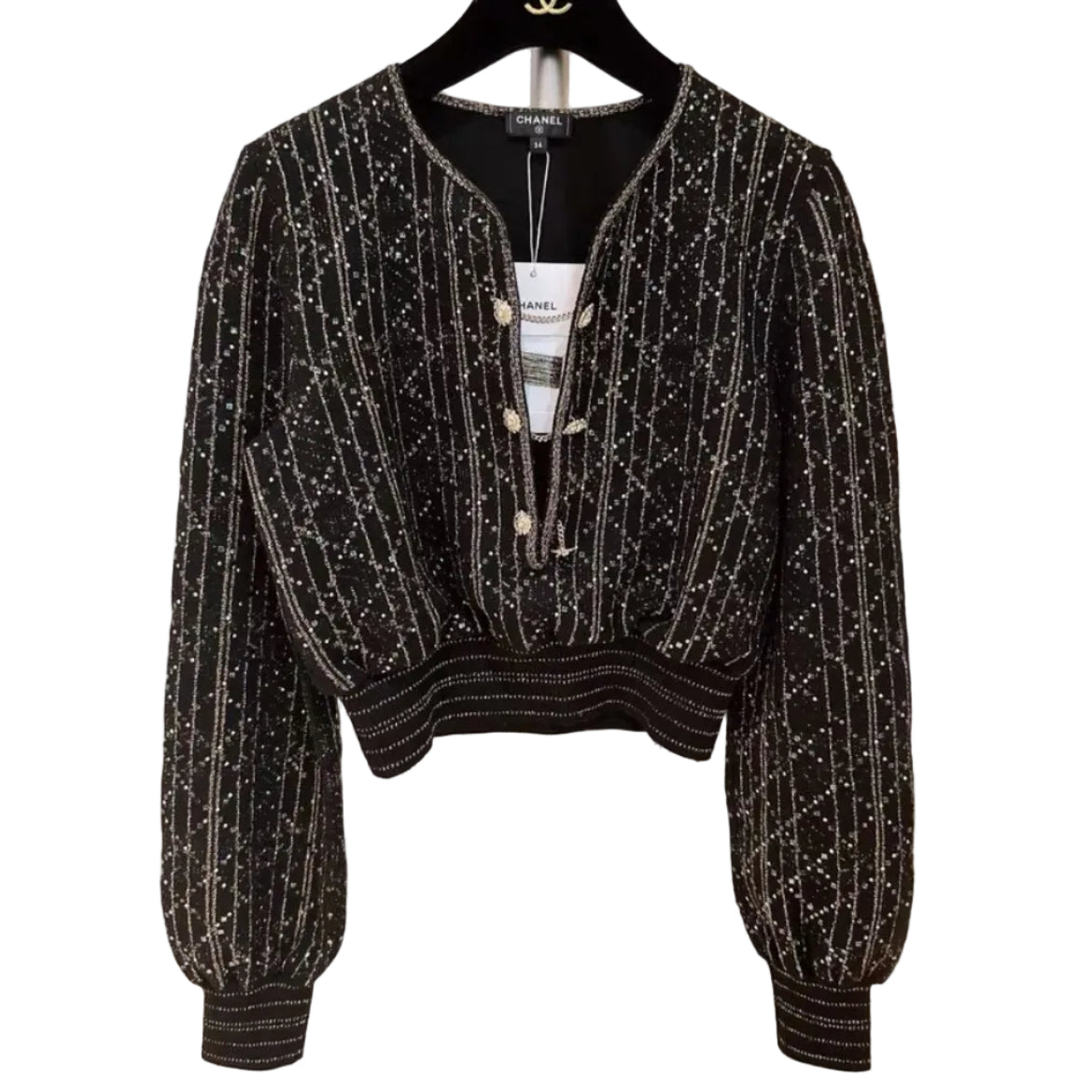 Conjunto Chanel Paris-31 Rue Cambon Preto e Dourado Tam 34 Br