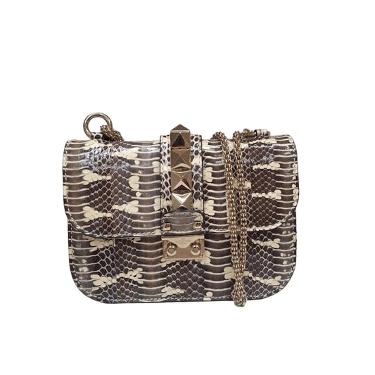 Bolsa Valentino Glam Lock python crossbody bag