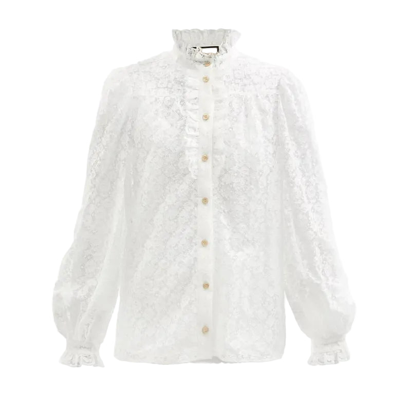 Blusa Gucci Branco Babados Tam 36 Br