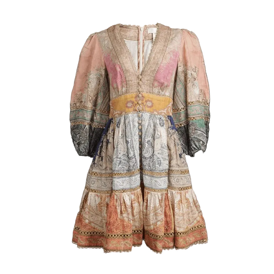 Vestido Zimmermann Anneke Lantern Mini Dress Colorido Tam 36 BR