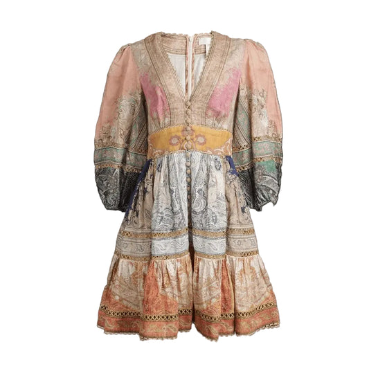 Vestido Zimmermann Anneke Lantern Mini Dress Colorido Tam 36 BR