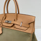 Bolsa Hermès Birkin Vache Naturelle e Vert Olive 35