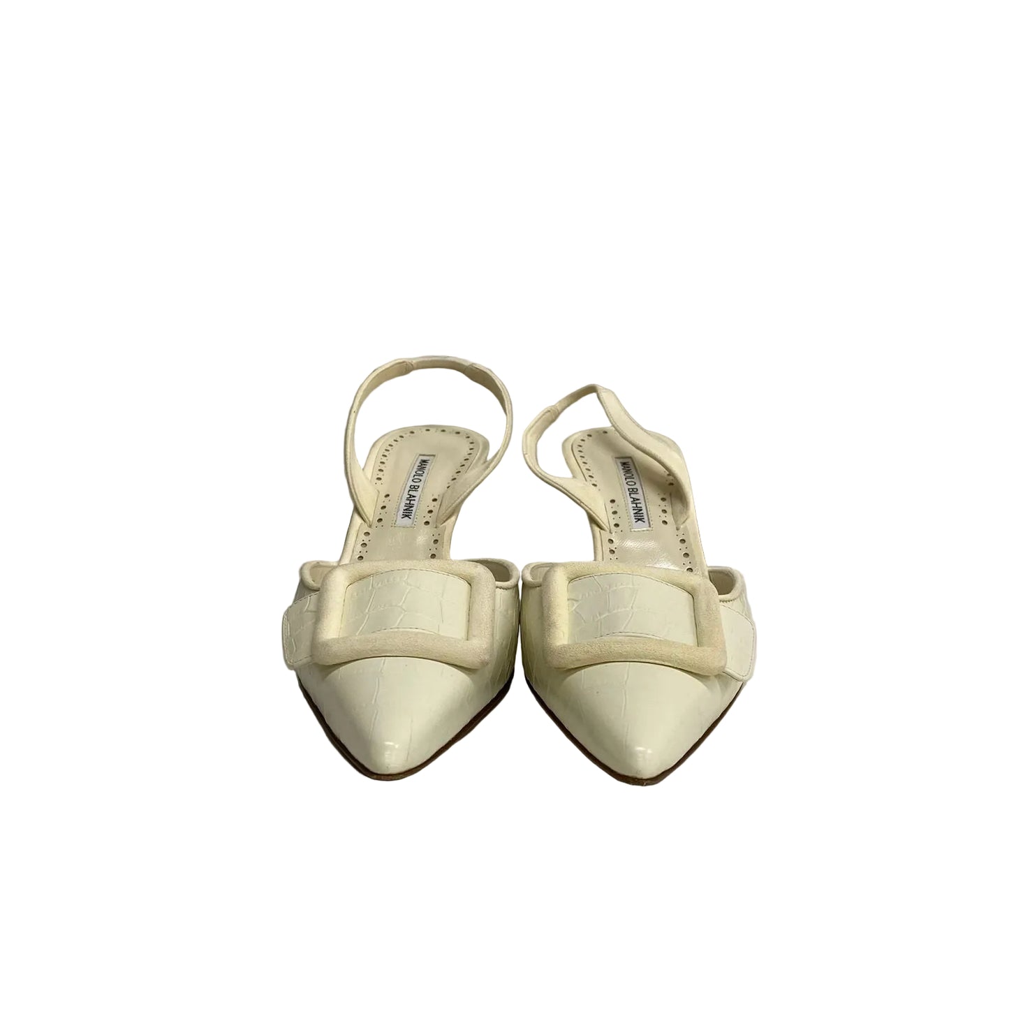 Sapato Manolo Blahnik Off White Croco Tam 39 Br