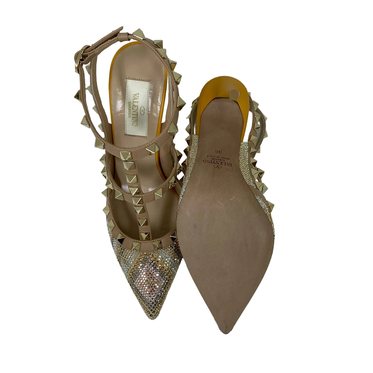 Sandália Valentino Rockstud Strass Laranja Tam 34 Br