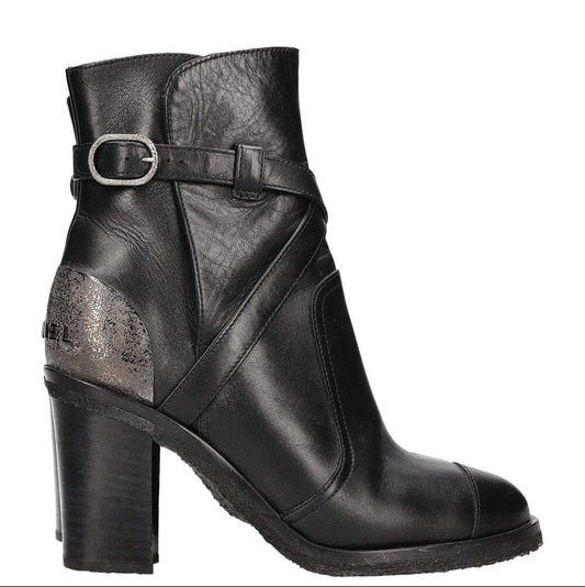 Bota Chanel Cano Baixo Preta Tam 37,5