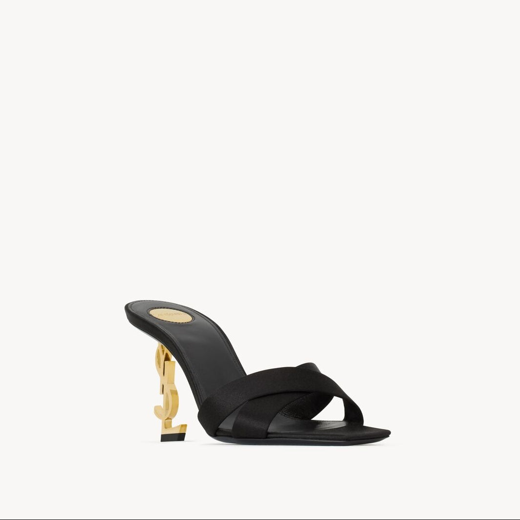 Mule Saint Laurent Opyum Preto e Dourado Tam 35 Br