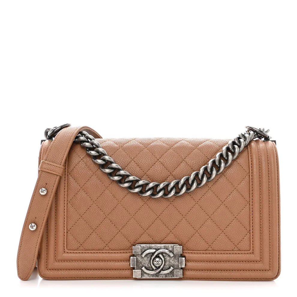 Bolsa Chanel Boy Couro Bege