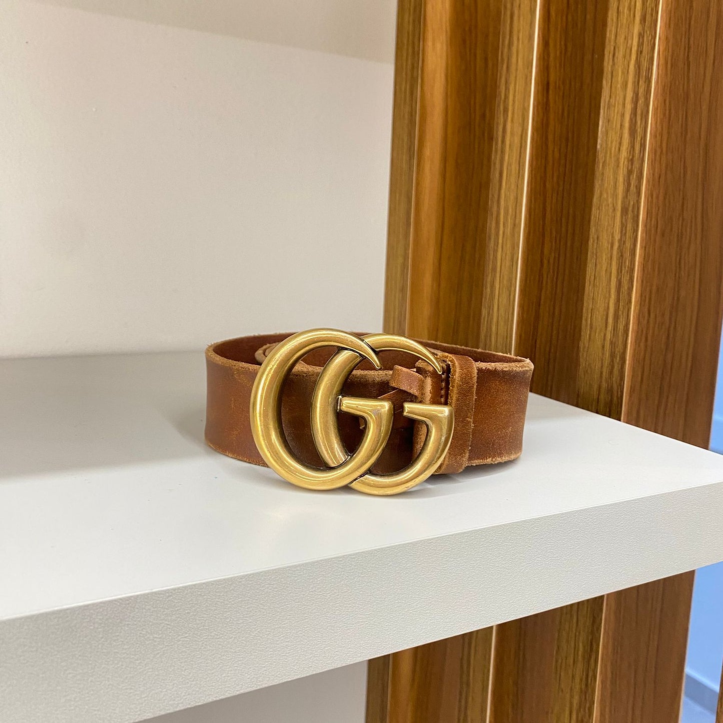 Cinto Gucci Couro Marrom