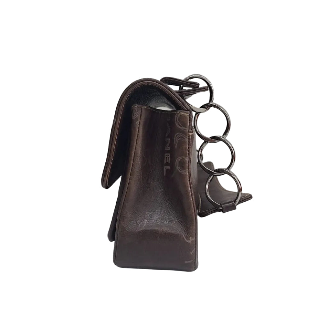 Bolsa Chanel Vintage Coco Mademoiselle Graffiti Flap Marrom