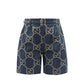 Bermuda Gucci GG-Jacquard Leather-Trim Denim Shorts Tam 34 BR