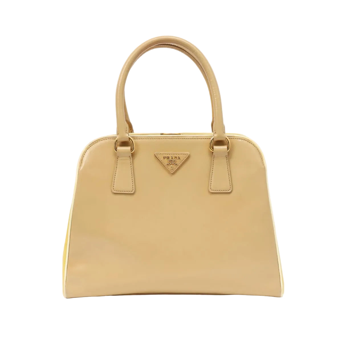Bolsa Prada Pyramid Saffiano Vernice Bege Média