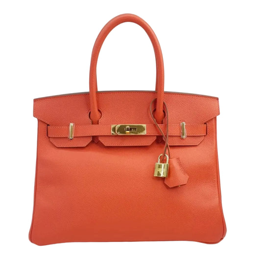 Bolsa Hermes Birkin Couro Laranja 30