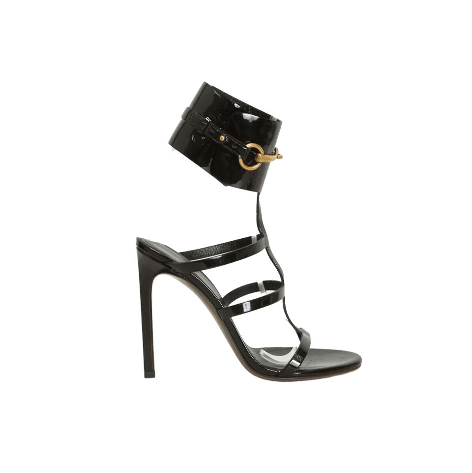 Sandalia Gucci Preta Em Verniz Tam 35 Br