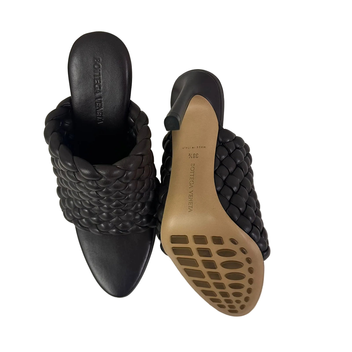 Mule Bottega Veneta Intrecciato Acolchoado Marrom Tam 36,5 BR