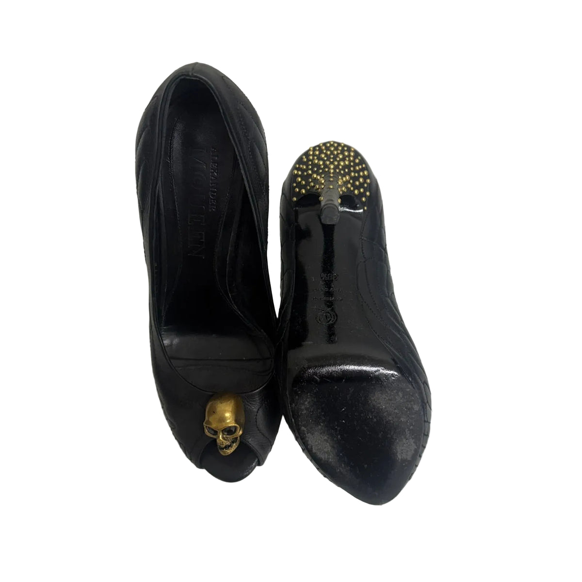 Sapato Alexander McQueen Peep-toe Couro Preto Tam 36,5 BR