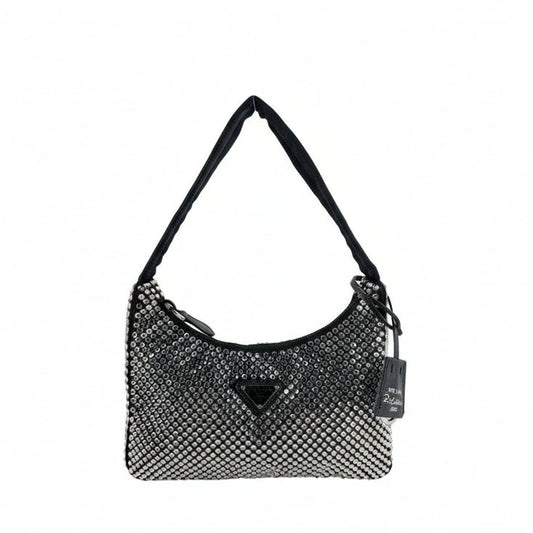 Bolsa Prada Re-Edition 2000 com Cristais Preta