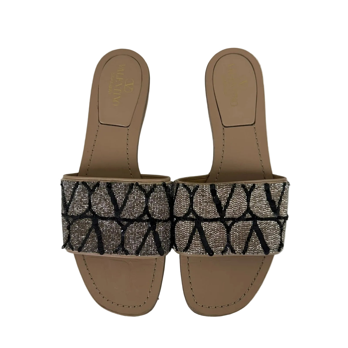 Rasteira  Valentino Garavani Toile Iconographe Slides Tam 36 Br