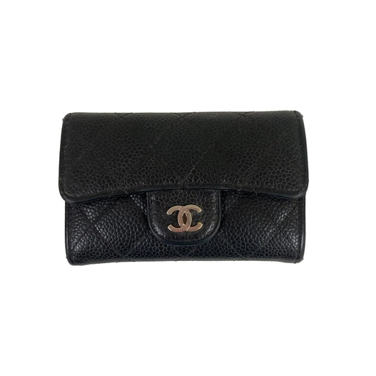 Porta-Cartões Chanel Com Aba Classic Preto Pequena