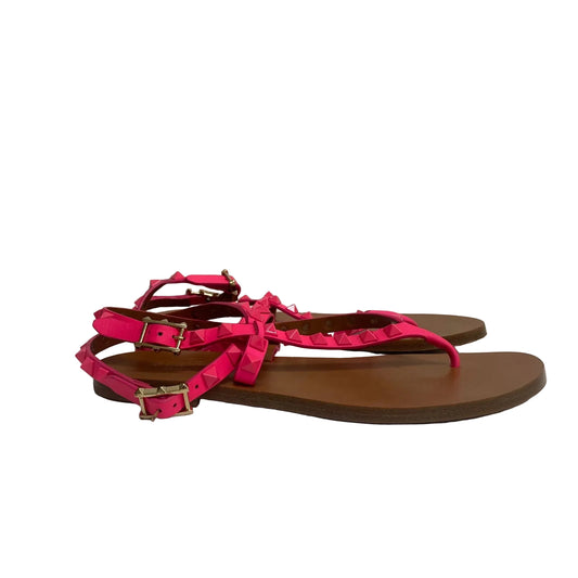 Rasteira Valentino Rosa Com Spikes Tam 34 Br