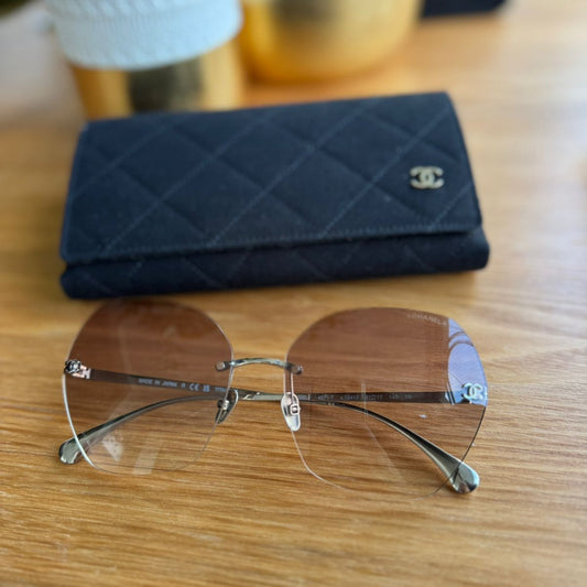 Óculos Chanel Prata Lente Clara
