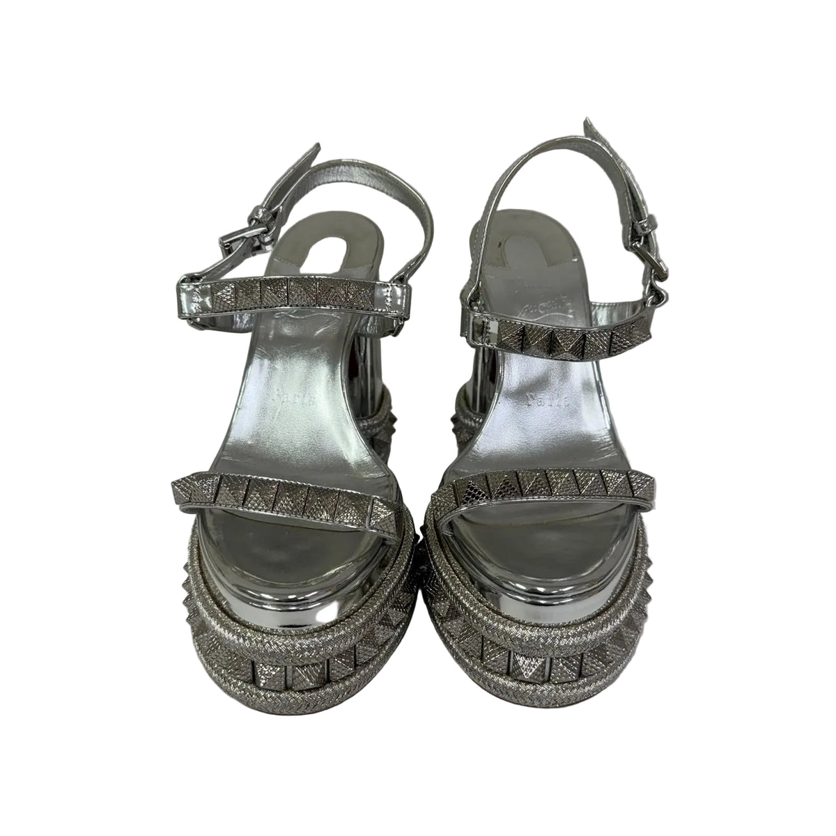 Sandalia Louboutin Prata Com Spikes Tam 34 BR