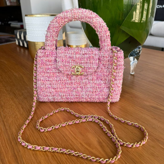 Bolsa Chanel Kelly Tweed Rosa
