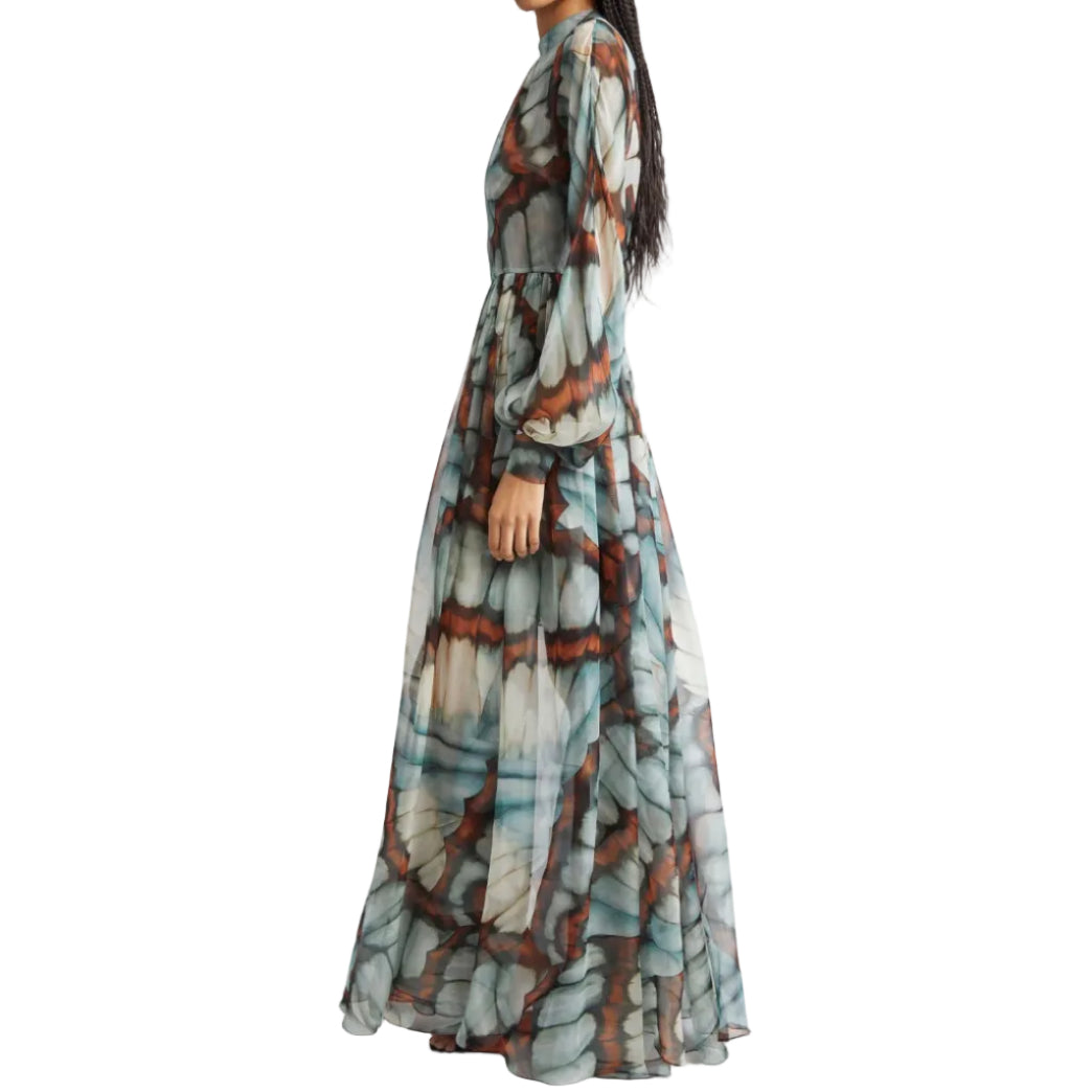 Vestido Oscar de la Renta Butterfly-Print Tam G Br