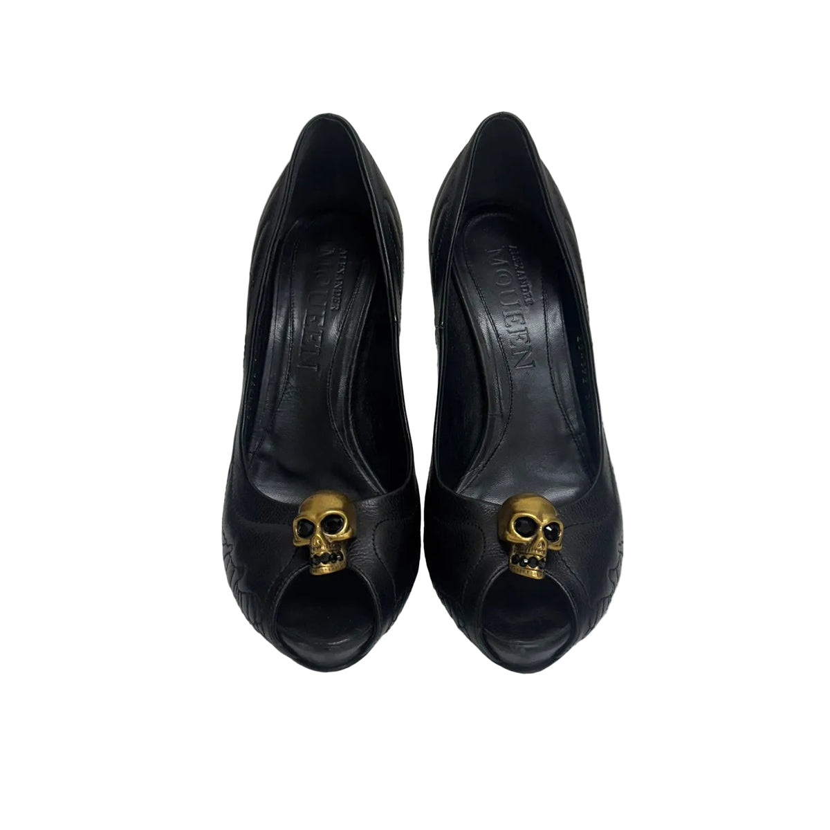 Sapato Alexander McQueen Peep-toe Couro Preto Tam 36,5 BR
