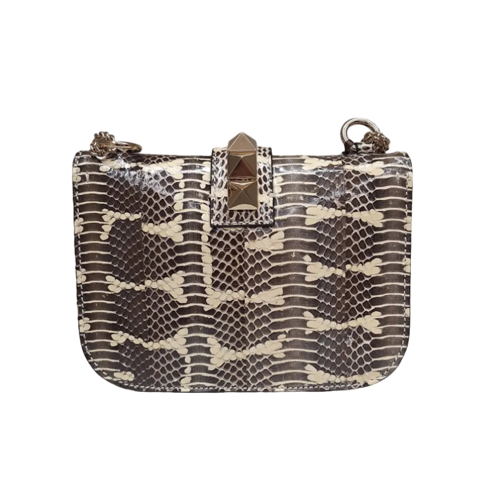 Bolsa Valentino Glam Lock python crossbody bag