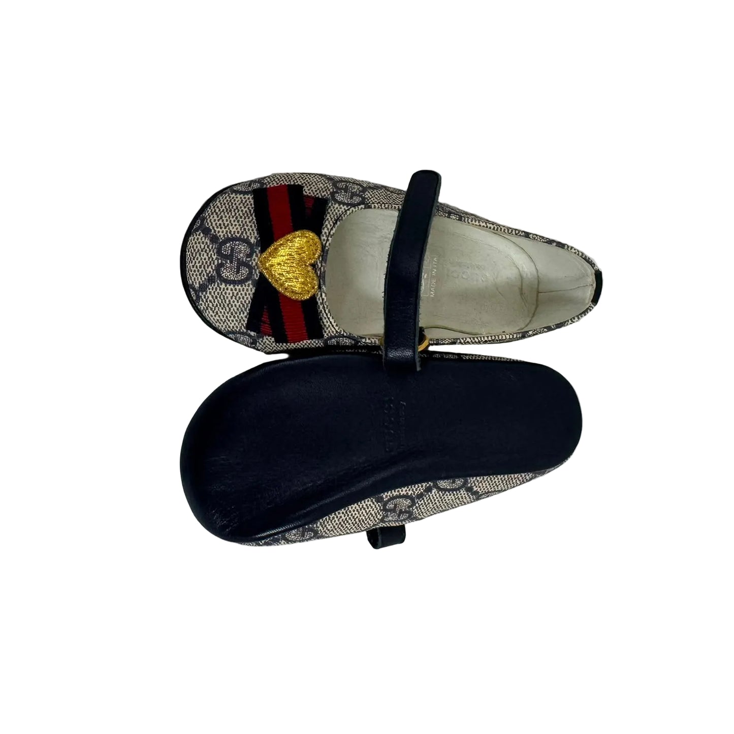Sapatilha Gucci Kids GG Supreme Heart Ballet Flats Infantil Tam 17 Br